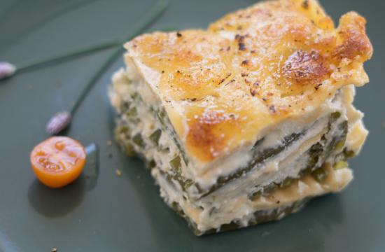 Ricottás rakott zöldbabos lasagne