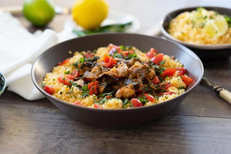 Padlizsános csirkepörkölt kuszkusszal