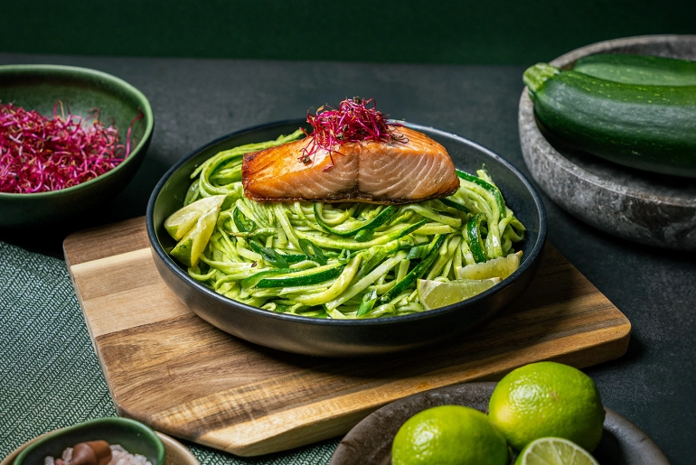 Lazac steak cukkini spagettivel