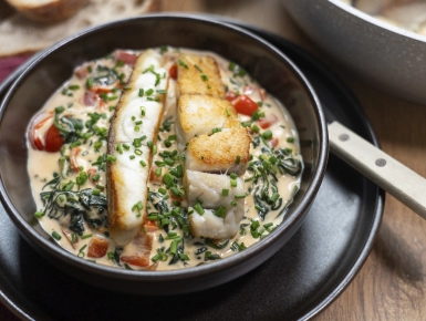 Tőkehal krémsajtos spenóttal