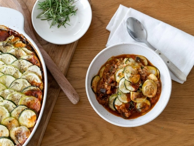 Sült ratatouille kecskesajttal