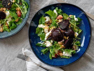 Fehérbab saláta ricottával és céklasteakkel