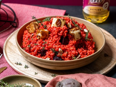 Sült céklás rizottó grillsajttal