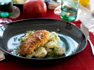 Morzsázott hal citromos-kapros krumplisalátával