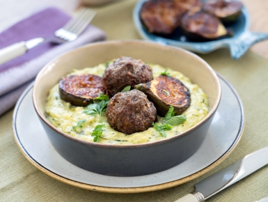 Cukkinifőzelék bárányfasírttal és fügével